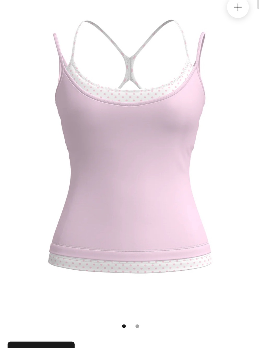 NWT Liaison the Label DOUBLE LAYER SPORTY TANK - SOFT PINK & WHITE POLKA DOTS